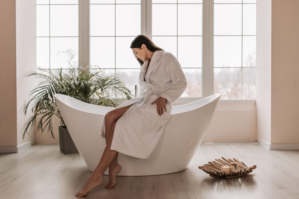 Kimono bathrobes in a spa setting