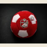 Custom fleece football in red and white with an embroidered club badge