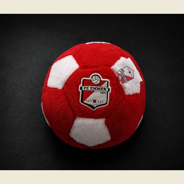 Custom fleece football in red and white with an embroidered club badge